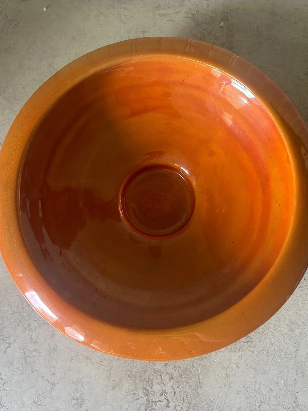 Weller Lustre Console Bowl Footed Centerpiece 9.5” Orange Luster Art Deco 1920’s